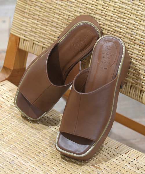 NOFALL（ノーフォール）の「厚底スクエアトゥミュールサンダル（サンダル・レディース・ホワイト/ブラック/ブラウン/ベージュ・S/M/L/LL）」の21枚目の写真