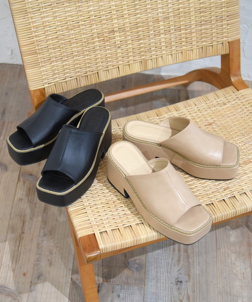 NOFALL（ノーフォール）の「厚底スクエアトゥミュールサンダル（サンダル・レディース・ホワイト/ブラック/ブラウン/ベージュ・S/M/L/LL）」の18枚目の写真
