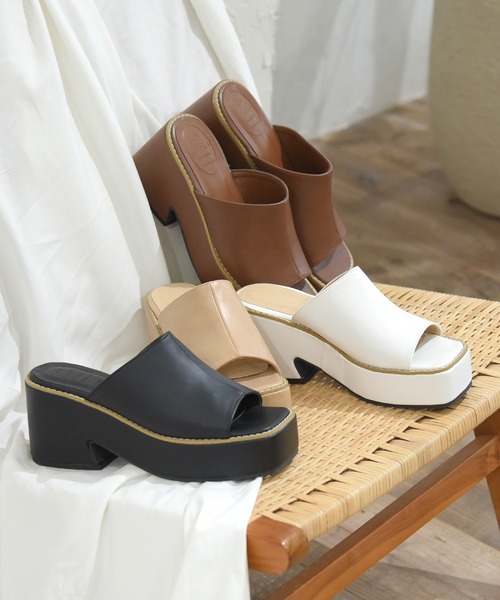NOFALL（ノーフォール）の「厚底スクエアトゥミュールサンダル（サンダル・レディース・ホワイト/ブラック/ブラウン/ベージュ・S/M/L/LL）」の19枚目の写真