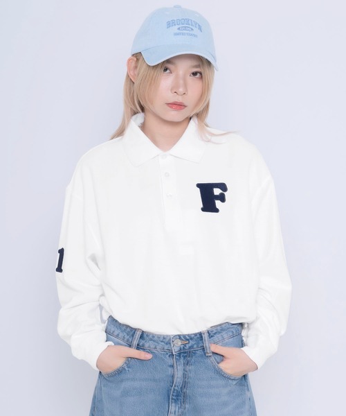 FILA(フィラ)の「FILA/フィラ ワッペンロゴ刺繍 ナンバリング 綿100% ドロップショルダー 長袖ポロシャツ(ポロシャツ・メンズ・ホワイト/ブラック/ダークグリーン/ネイビー・LL/S/M/L/5L/4L)」の2枚目の写真