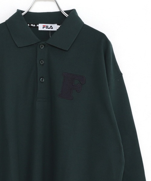 FILA(フィラ)の「FILA/フィラ ワッペンロゴ刺繍 ナンバリング 綿100% ドロップショルダー 長袖ポロシャツ(ポロシャツ・メンズ・ホワイト/ブラック/ダークグリーン/ネイビー・LL/S/M/L/5L/4L)」の1枚目の写真