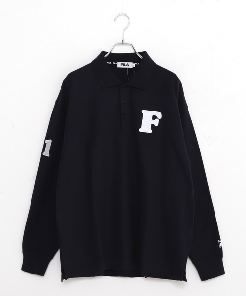 FILA(フィラ)の「FILA/フィラ ワッペンロゴ刺繍 ナンバリング 綿100% ドロップショルダー 長袖ポロシャツ(ポロシャツ・メンズ・ホワイト/ブラック/ダークグリーン/ネイビー・LL/S/M/L/5L/4L)」の9枚目の写真