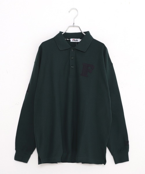 FILA(フィラ)の「FILA/フィラ ワッペンロゴ刺繍 ナンバリング 綿100% ドロップショルダー 長袖ポロシャツ(ポロシャツ・メンズ・ホワイト/ブラック/ダークグリーン/ネイビー・LL/S/M/L/5L/4L)」の8枚目の写真