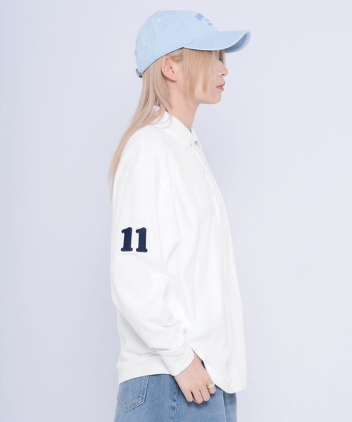 FILA(フィラ)の「FILA/フィラ ワッペンロゴ刺繍 ナンバリング 綿100% ドロップショルダー 長袖ポロシャツ(ポロシャツ・メンズ・ホワイト/ブラック/ダークグリーン/ネイビー・LL/S/M/L/5L/4L)」の19枚目の写真