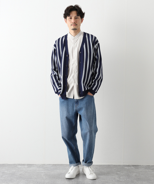 B.C STOCK(ベーセーストック)の「レジメンタルストライプカーデ(カーディガン/ボレロ・メンズ・ベージュ/ネイビー・MEDIUM/LARGE)」の9枚目の写真