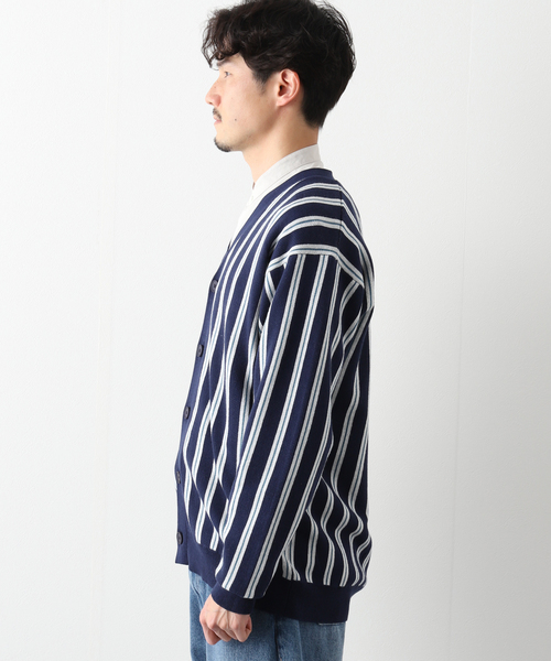 B.C STOCK(ベーセーストック)の「レジメンタルストライプカーデ(カーディガン/ボレロ・メンズ・ベージュ/ネイビー・MEDIUM/LARGE)」の11枚目の写真