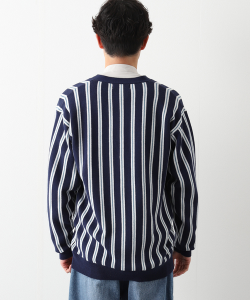 B.C STOCK(ベーセーストック)の「レジメンタルストライプカーデ(カーディガン/ボレロ・メンズ・ベージュ/ネイビー・MEDIUM/LARGE)」の12枚目の写真