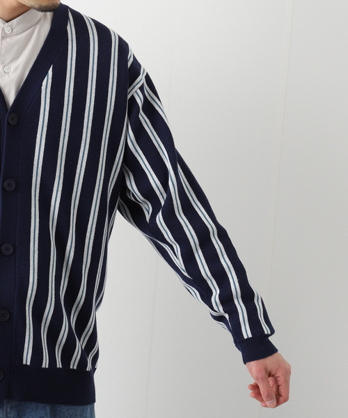 B.C STOCK(ベーセーストック)の「レジメンタルストライプカーデ(カーディガン/ボレロ・メンズ・ベージュ/ネイビー・MEDIUM/LARGE)」の15枚目の写真