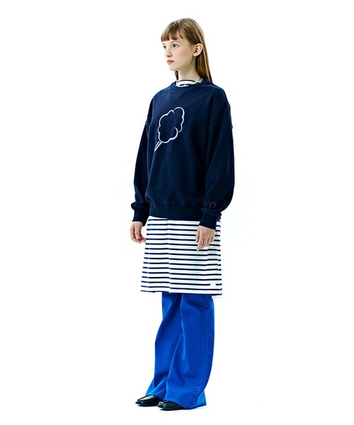 CLOTTY(クロッティ)の「A'GEM/9 × .kom『CLOTTY/クロッティ』BIG CC OUTLINE SWEAT-SHIRT/ビッグ綿あめ アウトラインデザイン スウェットシャツ(スウェット・レディース・イエロー/ネイビー/ライトグリーン・FREE)」の4枚目の写真