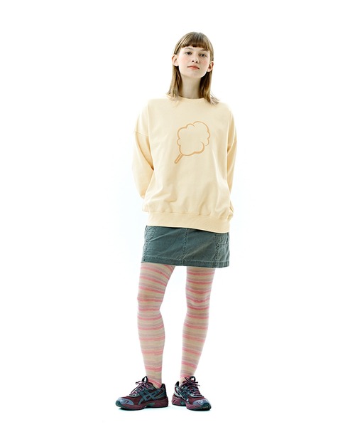 CLOTTY(クロッティ)の「A'GEM/9 × .kom『CLOTTY/クロッティ』BIG CC OUTLINE SWEAT-SHIRT/ビッグ綿あめ アウトラインデザイン スウェットシャツ(スウェット・レディース・イエロー/ネイビー/ライトグリーン・FREE)」の8枚目の写真