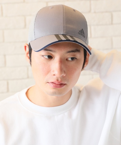 adidas(アディダス)の「【adidas/アディダス】TCツイル×ライトメッシュ スリーラインロゴキャップ(キャップ・メンズ・ブラック/ベージュ/ネイビー/グレー・FREE)」の14枚目の写真