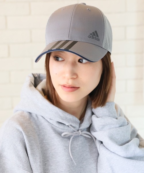adidas(アディダス)の「【adidas/アディダス】TCツイル×ライトメッシュ スリーラインロゴキャップ(キャップ・メンズ・ブラック/ベージュ/ネイビー/グレー・FREE)」の13枚目の写真