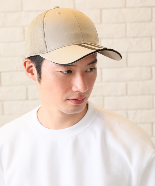 adidas(アディダス)の「【adidas/アディダス】TCツイル×ライトメッシュ スリーラインロゴキャップ(キャップ・メンズ・ブラック/ベージュ/ネイビー/グレー・FREE)」の20枚目の写真