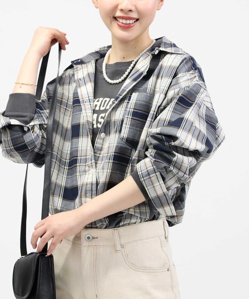 HONEYSUCKLE ROSE（ハニーサックルローズ）の「【HONEYSUCKLE ROSE】チェックシャツ（シャツ/ブラウス・レディース・ベージュ/ネイビー/オフホワイト・L/M）」の19枚目の写真