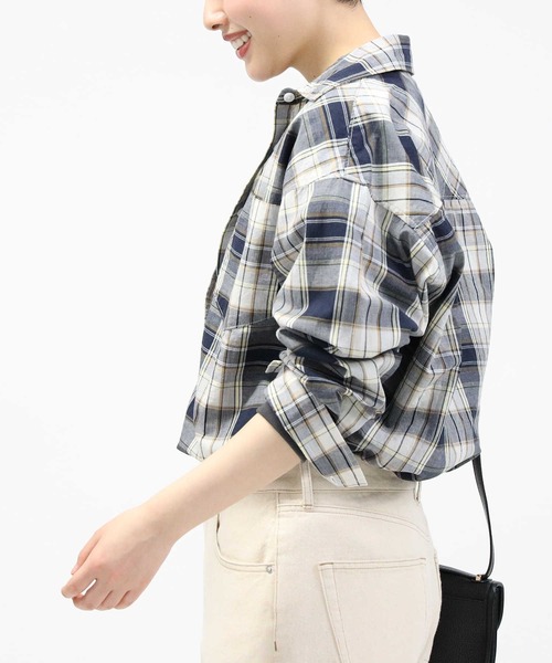 HONEYSUCKLE ROSE（ハニーサックルローズ）の「【HONEYSUCKLE ROSE】チェックシャツ（シャツ/ブラウス・レディース・ベージュ/ネイビー/オフホワイト・L/M）」の8枚目の写真