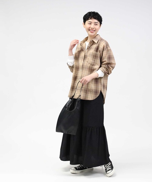 HONEYSUCKLE ROSE（ハニーサックルローズ）の「【HONEYSUCKLE ROSE】チェックシャツ（シャツ/ブラウス・レディース・ベージュ/ネイビー/オフホワイト・L/M）」の11枚目の写真