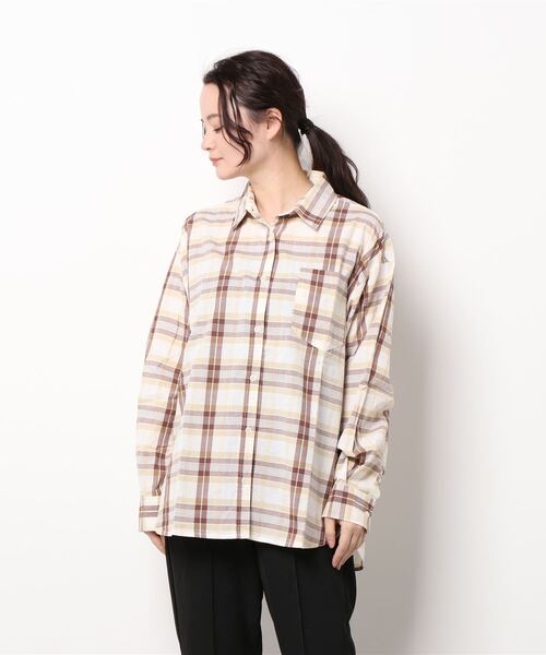 HONEYSUCKLE ROSE（ハニーサックルローズ）の「【HONEYSUCKLE ROSE】チェックシャツ（シャツ/ブラウス・レディース・ベージュ/ネイビー/オフホワイト・L/M）」の22枚目の写真