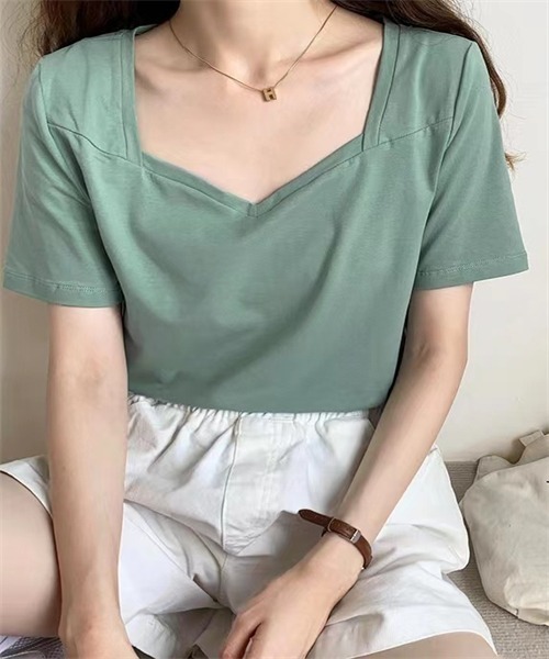 Dream garden(ドリームガーデン)の「カットソー半袖Tシャツ(Tシャツ/カットソー・レディース・ホワイト/ブラック/グリーン・M/L/2XL/XL)」の3枚目の写真