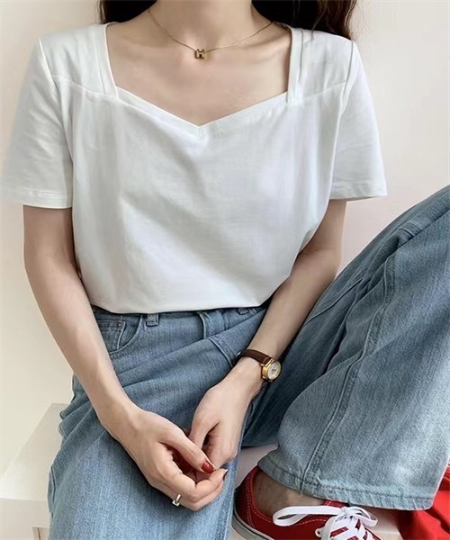 Dream garden(ドリームガーデン)の「カットソー半袖Tシャツ(Tシャツ/カットソー・レディース・ホワイト/ブラック/グリーン・M/L/2XL/XL)」の19枚目の写真