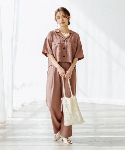 mysty woman(ミスティウーマン)の「開襟ショートシャツ 275122(シャツ/ブラウス・レディース・カーキ/アイボリー/モカ・FREE)」の8枚目の写真