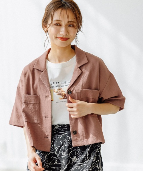 mysty woman(ミスティウーマン)の「開襟ショートシャツ 275122(シャツ/ブラウス・レディース・カーキ/アイボリー/モカ・FREE)」の10枚目の写真