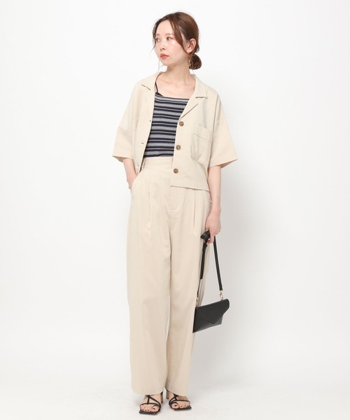 mysty woman(ミスティウーマン)の「開襟ショートシャツ 275122(シャツ/ブラウス・レディース・カーキ/アイボリー/モカ・FREE)」の11枚目の写真