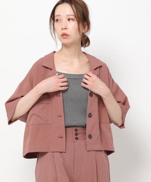 mysty woman(ミスティウーマン)の「開襟ショートシャツ 275122(シャツ/ブラウス・レディース・カーキ/アイボリー/モカ・FREE)」の14枚目の写真