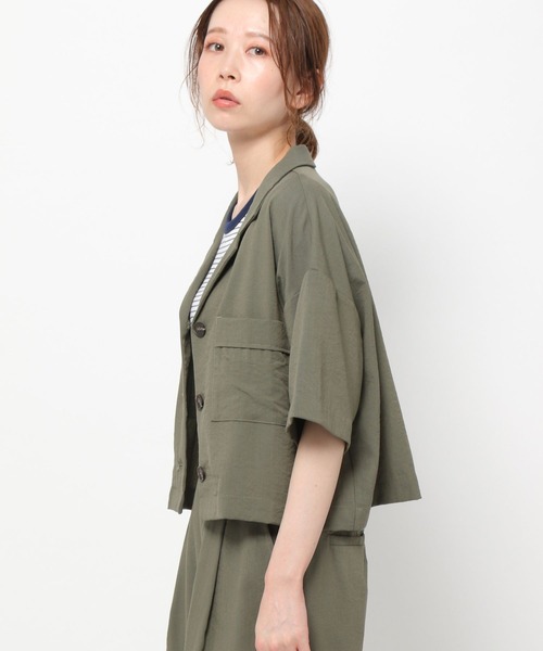 mysty woman(ミスティウーマン)の「開襟ショートシャツ 275122(シャツ/ブラウス・レディース・カーキ/アイボリー/モカ・FREE)」の15枚目の写真