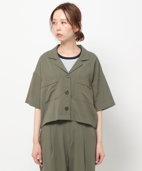 mysty woman(ミスティウーマン)の「開襟ショートシャツ 275122(シャツ/ブラウス・レディース・カーキ/アイボリー/モカ・FREE)」の16枚目の写真