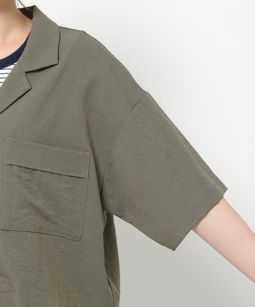 mysty woman(ミスティウーマン)の「開襟ショートシャツ 275122(シャツ/ブラウス・レディース・カーキ/アイボリー/モカ・FREE)」の21枚目の写真