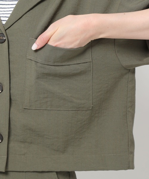 mysty woman(ミスティウーマン)の「開襟ショートシャツ 275122(シャツ/ブラウス・レディース・カーキ/アイボリー/モカ・FREE)」の22枚目の写真