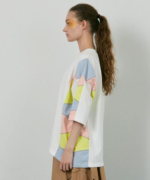 FRAPBOIS（フラボア）の「パッチスリーブ カットソー（Tシャツ/カットソー・レディース・ホワイト/ブルーグレー・2/1）」の6枚目の写真