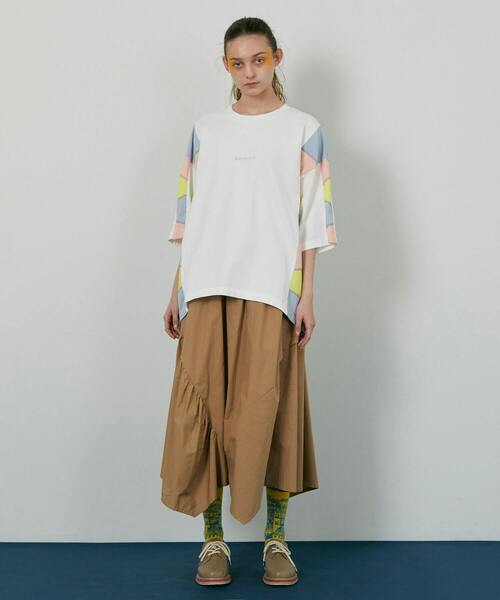 FRAPBOIS（フラボア）の「パッチスリーブ カットソー（Tシャツ/カットソー・レディース・ホワイト/ブルーグレー・2/1）」の4枚目の写真