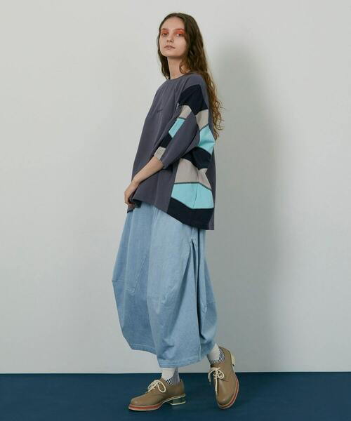 FRAPBOIS（フラボア）の「パッチスリーブ カットソー（Tシャツ/カットソー・レディース・ホワイト/ブルーグレー・2/1）」の17枚目の写真