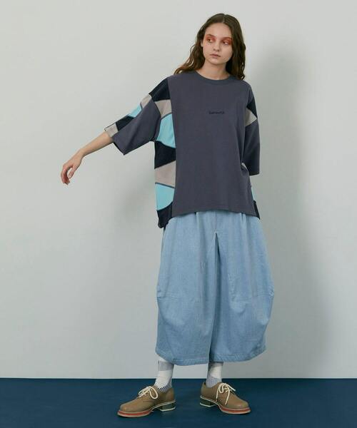 FRAPBOIS（フラボア）の「パッチスリーブ カットソー（Tシャツ/カットソー・レディース・ホワイト/ブルーグレー・2/1）」の14枚目の写真