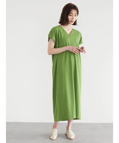 Green　Parks（グリーンパークス）の「バックマチ付カットワンピース（ワンピース・レディース・グレー/カーキ/グリーン・FREE）」の5枚目の写真