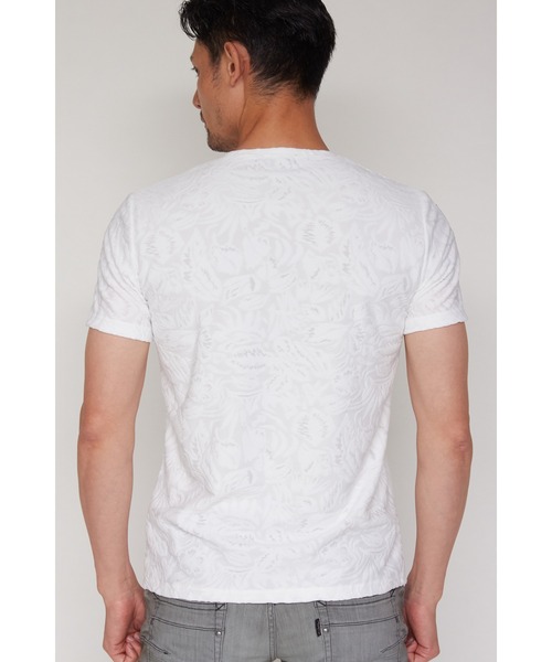 TORNADO MART（トルネードマート）の「TORNADO MART∴ボタニカルパイル半袖VネックTシャツ（Tシャツ/カットソー・メンズ・ブラック/アイボリー/イエロー・M/LL/L）」の8枚目の写真