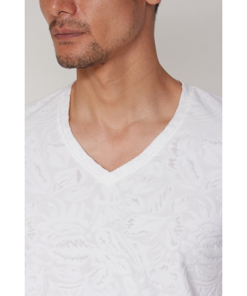 TORNADO MART（トルネードマート）の「TORNADO MART∴ボタニカルパイル半袖VネックTシャツ（Tシャツ/カットソー・メンズ・ブラック/アイボリー/イエロー・M/LL/L）」の9枚目の写真