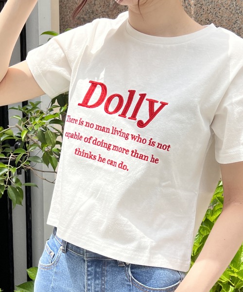 one way(ワンウェイ)の「DOLLYロゴTシャツ(Tシャツ/カットソー・レディース・ライトブルー/ブラック/ホワイト/ホワイト系その他/レッド・FREE)」の15枚目の写真