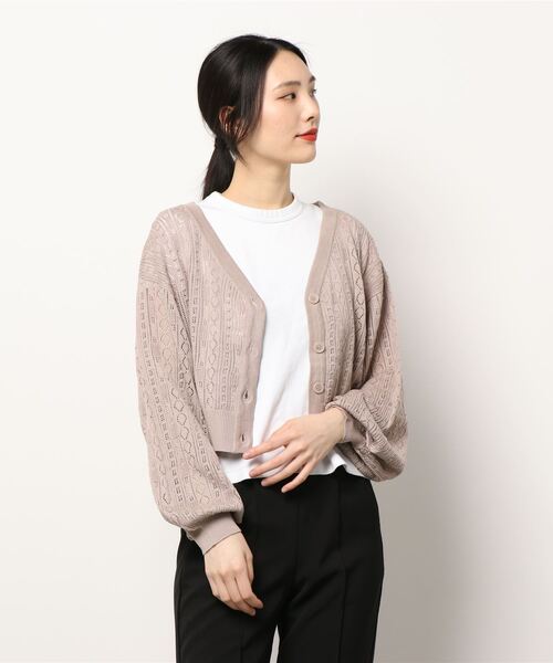 INGNI(イング)の「Vネック透かし/カーディガン(カーディガン/ボレロ・レディース・オフホワイト/グレー系その他/ピンクベージュ/ピンク系その他2・M)」の4枚目の写真