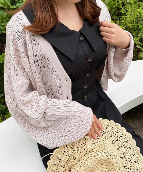 INGNI(イング)の「Vネック透かし/カーディガン(カーディガン/ボレロ・レディース・オフホワイト/グレー系その他/ピンクベージュ/ピンク系その他2・M)」の10枚目の写真