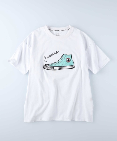 CONVERSE（コンバース）の「【CONVERSE】サガラシューズＴシャツ（Tシャツ/カットソー・レディース・ブルー/ピンク/ホワイト/ブラック・M/L）」の8枚目の写真