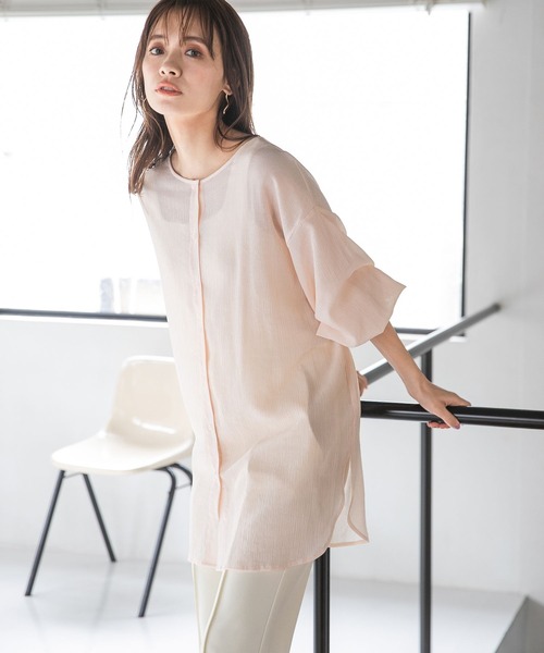 mysty woman(ミスティウーマン)の「刺繍ベストセットシアーシャツ 350701(シャツ/ブラウス・レディース・ホワイト系5/ホワイト系8/ベージュ系その他/ピンク系その他・FREE)」の18枚目の写真