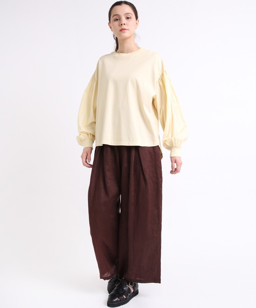 RNA-N(アールエヌエーエヌ)の「M1924 布帛コンビギャザースリーブプルオーバー(Tシャツ/カットソー・レディース・パープル/イエロー/グレー・MEDIUM)」の13枚目の写真