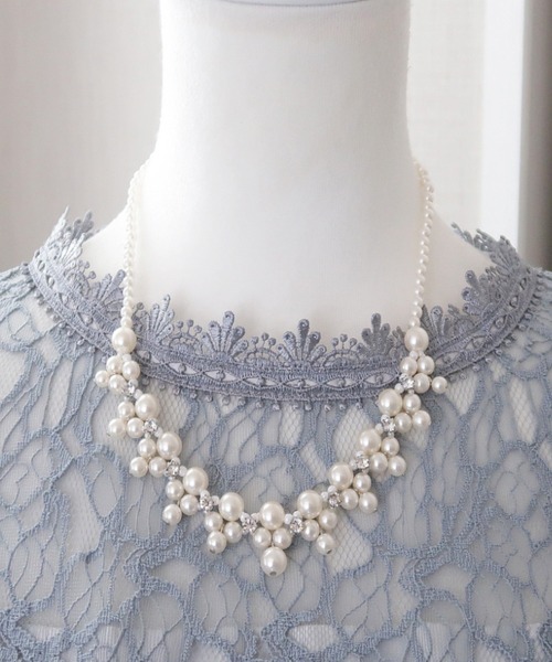 Cupid Heart（キューピッドハート）の「【Cupid Heart】結婚式アクセサリー　パールパーティーネックレス（ネックレス・レディース・ベージュ・MEDIUM）」の4枚目の写真