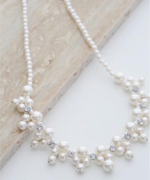 Cupid Heart（キューピッドハート）の「【Cupid Heart】結婚式アクセサリー　パールパーティーネックレス（ネックレス・レディース・ベージュ・MEDIUM）」の6枚目の写真