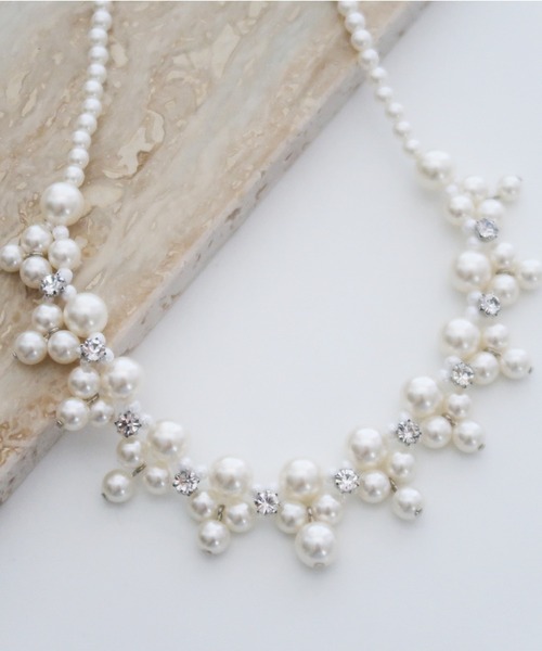 Cupid Heart（キューピッドハート）の「【Cupid Heart】結婚式アクセサリー　パールパーティーネックレス（ネックレス・レディース・ベージュ・MEDIUM）」の8枚目の写真