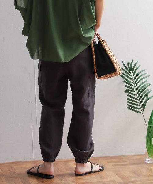 テンセルリネン パンプキンパンツ 3色 プリーツ ショート nr9738 メッシュスラックスショートパンツ(フルレングスパンツ
