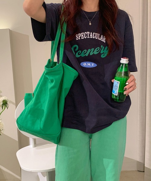 VitaFelice(ヴィータフェリーチェ)の「ストリートロゴ 半袖Tシャツ(Tシャツ/カットソー・レディース・ベージュ/ネイビー/ホワイト/グリーン・FREE)」の4枚目の写真