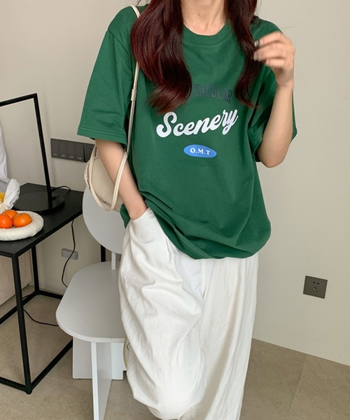 VitaFelice(ヴィータフェリーチェ)の「ストリートロゴ 半袖Tシャツ(Tシャツ/カットソー・レディース・ベージュ/ネイビー/ホワイト/グリーン・FREE)」の3枚目の写真
